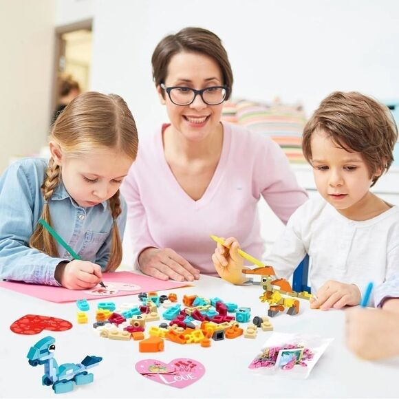 24 Pack Dinosaur Building Blocks Valentine’s Day Gifts For Kids With Stickers - Picture 8 of 8